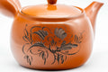 Tezumi — Japanese Kyusu - Floral Tokoname-yaki Teapot - 350ml — side profile showing the spout and handle