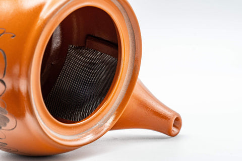 Tezumi — Japanese Kyusu - Floral Tokoname-yaki Teapot - 350ml — interior view showing the filter