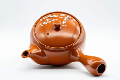 Tezumi — Japanese Kyusu - Large Sakura Tokoname-yaki Teapot - 600ml — top-down view of the lid and side handle