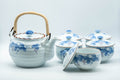 Japanese Tea Set - Porcelain Arita-yaki Dobin Debeso Teapot with 5 Lidded Yunomi - Tezumi