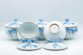 Japanese Tea Set - Porcelain Arita-yaki Dobin Debeso Teapot with 5 Lidded Yunomi - Tezumi