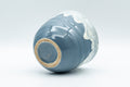 Japanese Teacup - Steel Blue Yunomi with White Drip Glaze - 180ml - the cup inverted showing the unglazed foot