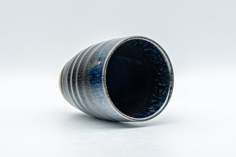 Japanese Teacup - Tenmoku Yunomi with Cerulean Drip Glaze  - 170ml