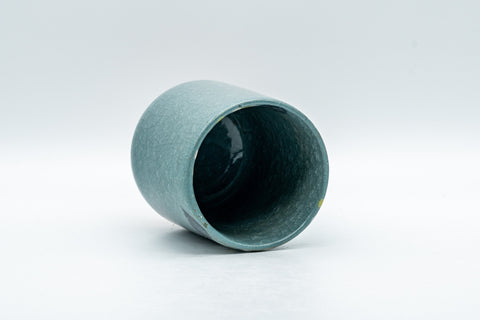 Japanese Teacup - Robin's Egg Blue Yunomi with Painted Flowers  - 150ml