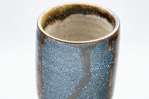 Tezumi — Japanese Teacup - Blue Yuteki Yunomi - 110ml — closeup of the glaze