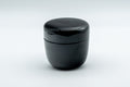 Tezumi — Japanese Natsume - Black Urushi Lacquer Matcha Tea Caddy - 50ml — front view with the lid on