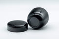 Tezumi — Japanese Natsume - Black Urushi Lacquer Matcha Tea Caddy - 50ml — top-down view of the open caddy and lid