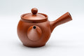 Japanese Kyusu - 福仙 Fukusen Suzuki Maru-gata Tokoname-yaki Debeso Teapot - 230ml - side view with the handle facing the viewer
