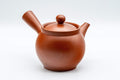 Japanese Kyusu - 福仙 Fukusen Suzuki Maru-gata Tokoname-yaki Debeso Teapot - 230ml - three-quarter view showing the side handle