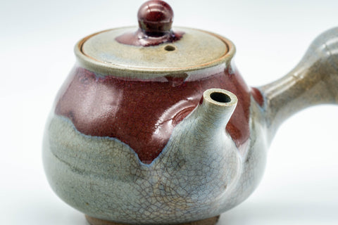 Japanese Kyusu - Red Drip-Glazed Nasu-gata Do-ake Teapot - 180ml