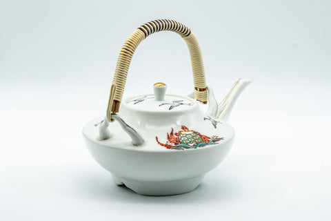 Japanese Kyusu - White Crane and Tortoise Do-ake Tea and Sake Pot - 300ml - Tezumi