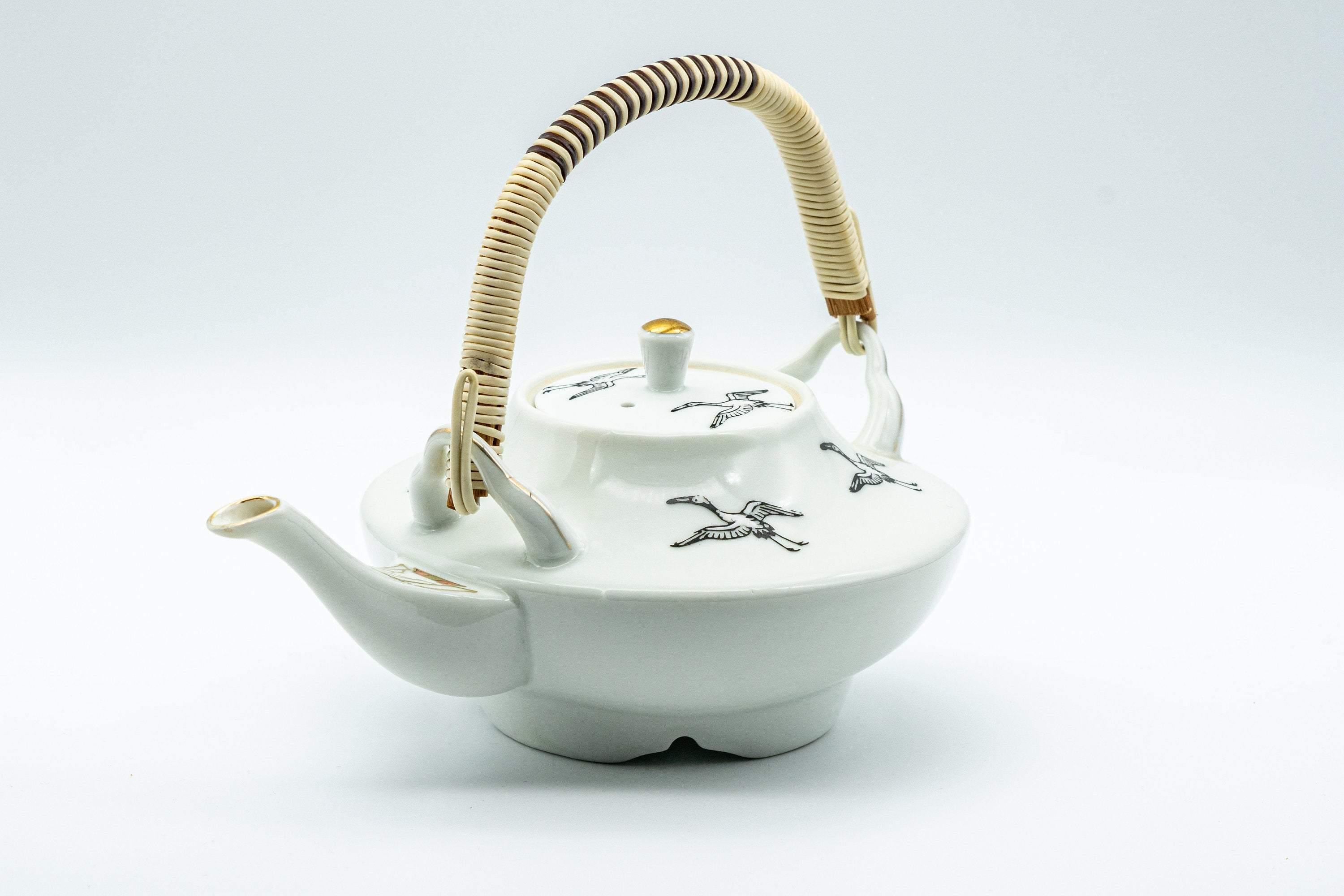 Japanese Kyusu - White Crane and Tortoise Do-ake Tea and Sake Pot - 300ml - Tezumi