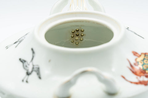 Japanese Kyusu - White Crane and Tortoise Do-ake Tea and Sake Pot - 300ml - Tezumi