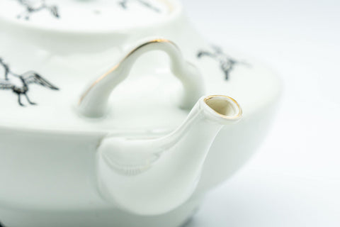 Japanese Kyusu - White Crane and Tortoise Do-ake Tea and Sake Pot - 300ml - Tezumi