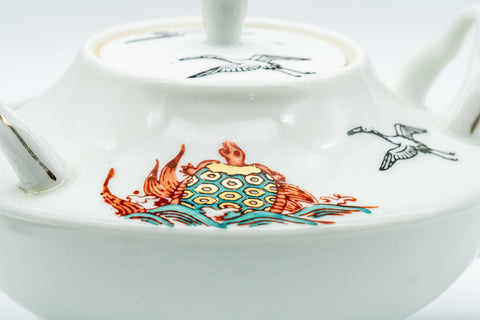 Japanese Kyusu - White Crane and Tortoise Do-ake Tea and Sake Pot - 300ml - Tezumi