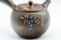 Japanese Kyusu - 光風 Floral Maru-gata Tokoname-yaki Teapot - 300ml - closeup of the hand-painted floral decoration on the body