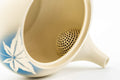 Tezumi — Japanese Kyusu - Ivory Momiji Takasuke Tokoname-yaki Debeso Teapot - 260ml — interior view showing the filter