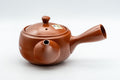 Tezumi — Japanese Kyusu - Plum Blossoms Tokoname-yaki Teapot - 350ml — three-quarter view from the opposite side