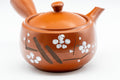 Tezumi — Japanese Kyusu - Plum Blossoms Tokoname-yaki Teapot - 350ml — side profile showing the spout and handle