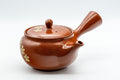 Japanese Kyusu - 宗山窯 Sakura Tokoname-yaki Obi-ami Teapot - 330ml - side view with the lid and side handle