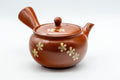 Japanese Kyusu - 宗山窯 Sakura Tokoname-yaki Obi-ami Teapot - 330ml - view of the red Tokoname-yaki teapot with painted sakura