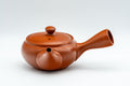 Japanese Kyusu - Kasen Floral Tokoname-yaki Teapot - angled view showing the spout