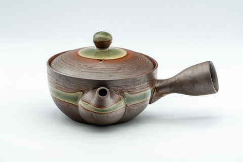 Japanese Kyusu - 童山 Ash Green Glazed Banko-yaki Teapot - 230ml - Tezumi