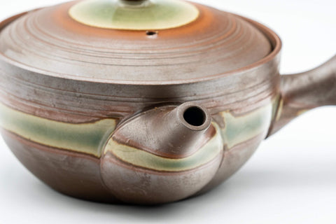 Japanese Kyusu - 童山 Ash Green Glazed Banko-yaki Teapot - 230ml - Tezumi