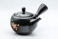 Japanese Kyusu - Sakura Black Kurodei Tokoname-yaki Teapot - 350ml - side view with the lid and side handle