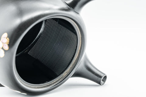 Japanese Kyusu - 福仙窯 Fukusen Kiln Plum Blossoms Black Kurodei Tokoname-yaki Teapot - 350ml