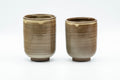 Japanese Teacups - Pair of Yukiyama Kiln Meoto Yunomi - the pair standing upright side by side
