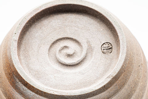 Japanese Teacups - Pair of Ido-gata Shigaraki-yaki Yunomi - 175ml - top-down view of both cups