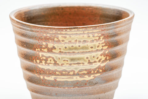 Japanese Teacups - Pair of Ido-gata Shigaraki-yaki Yunomi - 175ml - closeup looking into the interior of one cup