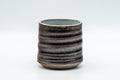 Japanese Teacup - Ribbed Tsutsu-gata Yunomi - 130ml - front view showing the blue glazed interior at the rim