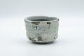 Japanese Teacup - Wabi-Sabi Tsutsu-gata Yunomi - 90ml - front view of the mottled grey-glazed teacup
