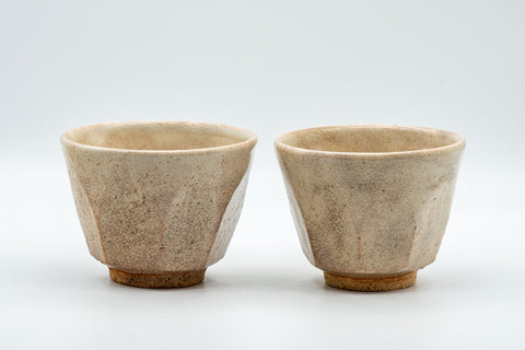 Japanese Teacups - Pair of 啓 Heptagonal Hagi-yaki Yunomi - 130ml