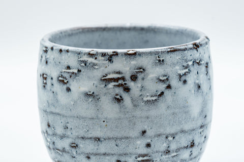 Japanese Teacup - White Glazed Spiral Yunomi - 125ml - closeup of the spiral-textured white glaze