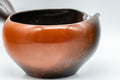 Japanese Yuzamashi - Tetsuo Black Kokudei Tokoname-yaki Water Cooler - front view showing the red yohen colouring