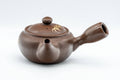 Tezumi — Japanese Kyusu - Brown and Gold Bamboo Teapot with Rubber Grip - 350ml — three-quarter view from the opposite side
