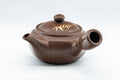 Tezumi — Japanese Kyusu - Brown and Gold Bamboo Teapot with Rubber Grip - 350ml — side view with the lid and side handle