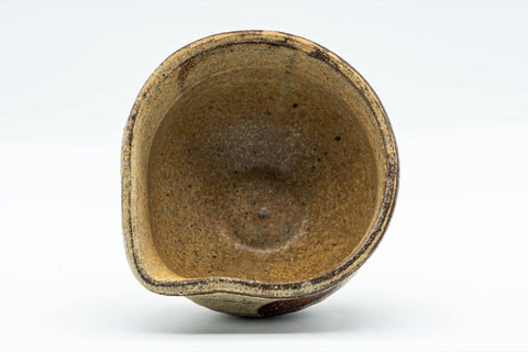 Tezumi — Japanese Katakuchi - Beige Glazed Yuzamashi Water Cooler - 140ml — tipped to show the interior