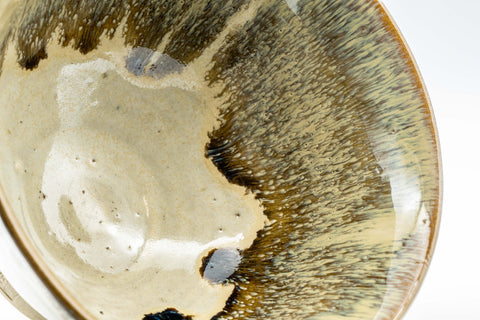 Japanese Matcha Bowl - 竜 陶 Asagao-gata Tenmoku Nagashi Glazed Chawan - 450ml