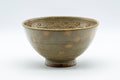 Japanese Matcha Bowl - Floral Gohonte Sugi-nari Chawan - 350ml - view into the bowl interior showing the olive celadon glaze
