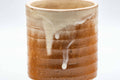 Japanese Teacup - Drip-Glazed Hagi-yaki Yunomi - 170ml - closeup of the white drip glaze running down the exterior