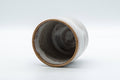 Japanese Teacup - White Drip-Glazed Hagi-yaki Yunomi - 175ml - tilted view looking into the cup's interior and rim