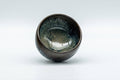 Japanese Teacup - Tenmoku Nagashi Glazed Guinomi - 50ml - angled view showing the interior