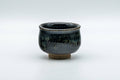 Japanese Teacup - Dojimari-gata Tenmoku Nagashi Glazed Guinomi - 40ml - elevated view showing the rim and interior