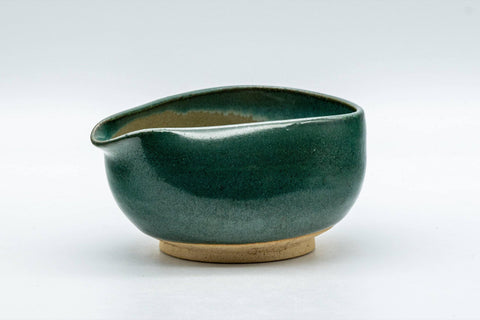 Tezumi — Japanese Katakuchi - Blue-green Agano-yaki Water Cooler  - 100ml — three-quarter view