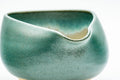 Tezumi — Japanese Katakuchi - Blue-green Agano-yaki Water Cooler  - 100ml — closeup of the glaze