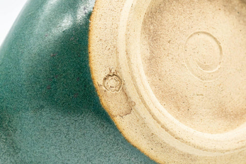 Tezumi — Japanese Katakuchi - Blue-green Agano-yaki Water Cooler  - 100ml — closeup of the foot